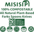 100% Compostable Heavy Duty Forks and Spoons, Biodegradable Disposable Cutlery for Parties, BBQ, Weddings
