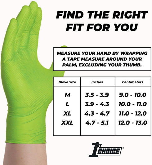1st Choice 6 mil Nitrile Gloves, Disposable Latex Free Mechanic Gloves with Raised Diamond Texture