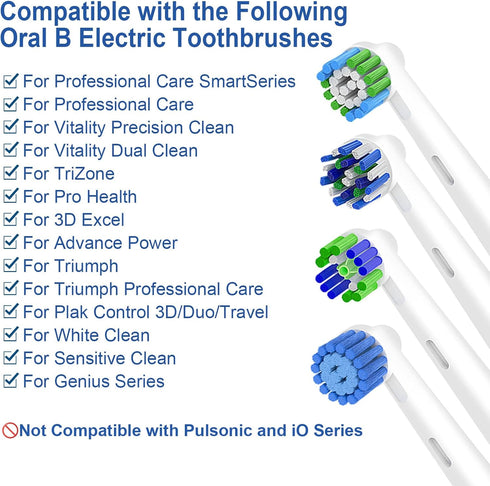 16pcs Replacement Brush Heads for Oral B Electric Toothbrushes, Pack of 4 Precision Clean, 4 Cross Clean, 4 3D