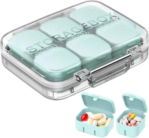 SOFISO 4/6 Grid Free Assembly Travel Pill Organizer, Portable Waterproof Case for Daily Medication Carry for Vitamins,