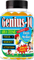 Genius IQ Kids Brain Supplements for Memory and Focus, Omega 3-6-9 Gummy Vitamins, 60 Gummies
