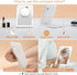 Rechargeable Travel Makeup Mirror with Lights, Portable Lighted Vanity Mirror with 10X Magnification, 70 LEDs 3 Color Lights, Touch Tabletop Folding Compact Cosmetic Mirror White by LUKYMIRO