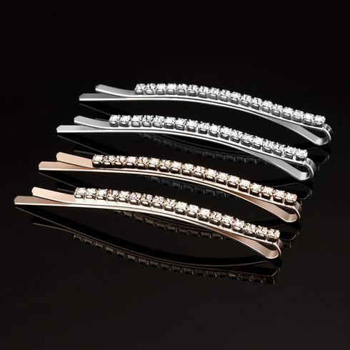 TecUnite 16 Pcs Rhinestone Bobby Pins - Bling Decorative Hair Clips for Women, Bridal Wedding Party, 2.36 Inch