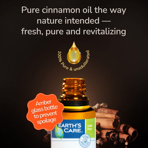 Earth's Care Cinnamon Cassia Oil - 100% Pure Cinnamon Essential Oil for Diffuser - 1 Fl OZ (1 Bottle)