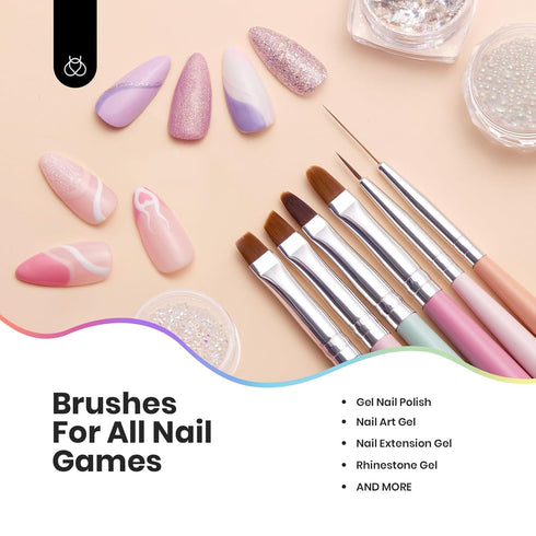 Beetles Nail Art Brushes Set, Gel Polish Design Pen Tools for Nail Cleaning, Liner Brush, and Dotting Pen Gift