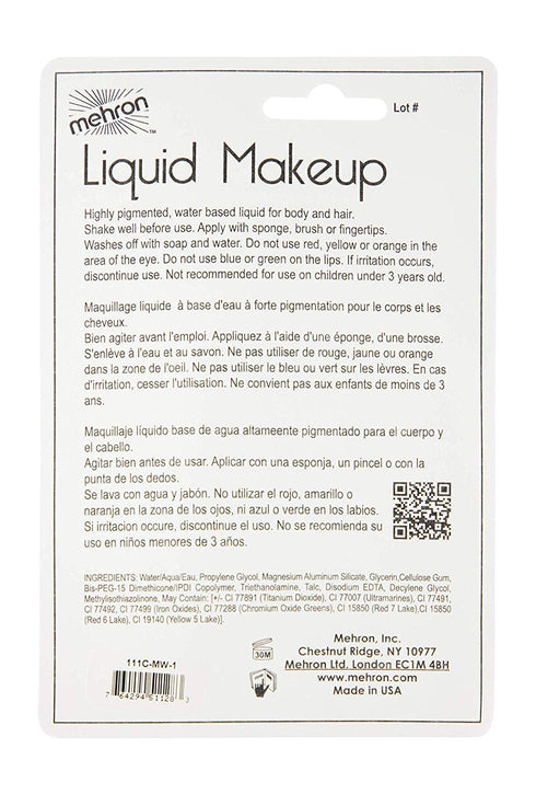 Mehron Makeup Liquid Makeup, Face Paint and Body Paint, Air Brush Compatible, Perfect for Halloween, Cosplay (1 oz)