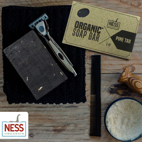 Ness Mens Soap Bar - Natural Pine Tar Scent, Organic Ingredients, Essential Oils, Handmade Vegan Soap for Men