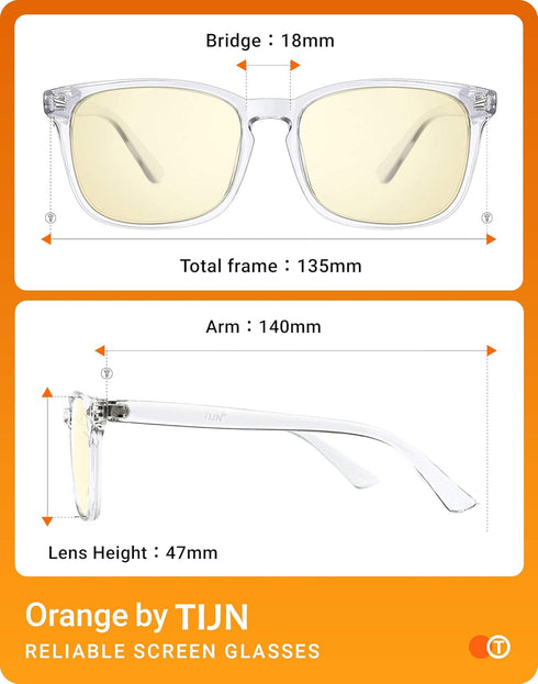TIJN Gaming Glasses - Blue Light Blocking Glasses for Women Men, Anti Eyestrain Anti UV Glare (Transparent)