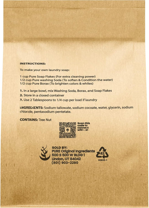 Pure Original Ingredients Soap Flakes, 8 oz, Tallow Based Homemade Laundry Detergent, Granulated Soap