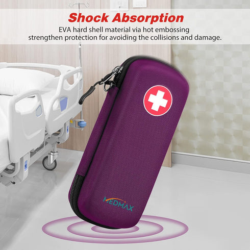 Epipen Medical Carrying Case, Hard Shell EVA Travel Medication Organizer Bag for 2 EpiPens, Asthma Inhaler, Allergy