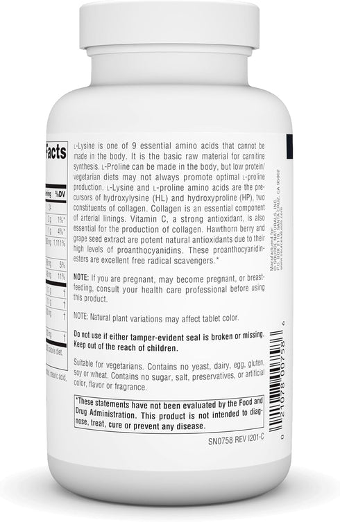 Source Naturals Proline & Lysine, 550 mg, 120 Tablets