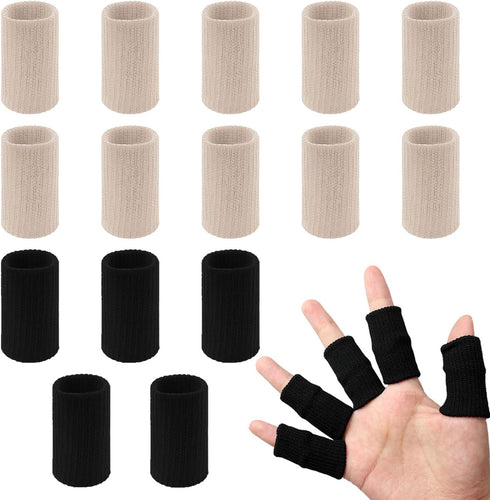 20 PCS Finger Sleeves Protectors, Elastic Thumb Brace Support for Pain Relief, Black and Light Skin Tone