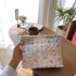Floral Makeup Bag, Large Cotton Quilted Cosmetic Organizer, Aesthetic Portable Pouch for Women Girls Travel Accessories