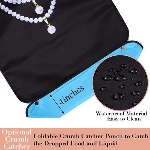 Washable Waterproof Adult Bib for Women with Crumb Catcher