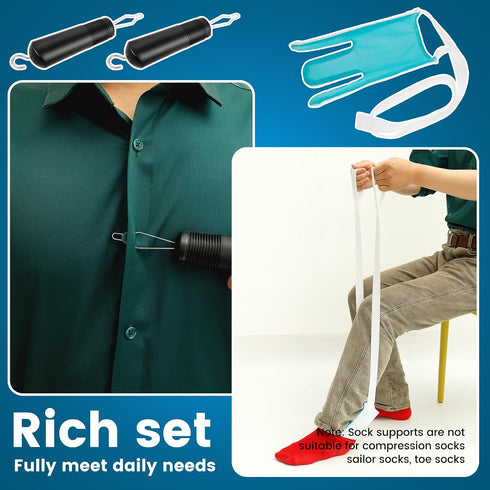 LAINIUTE 2 2 1 Stocking Aid with Pcs in Button Hook and Zipper Pull for Putting Stockings Easy On and Off for Seniors