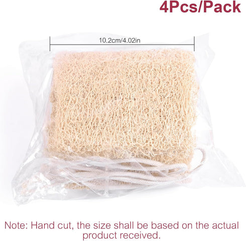 KADS Natural Loofah Sponge, 4 Pcs Unbleached Luffa in Bulk, Eco-Friendly Exfoliating Bath Scrubber for Adults