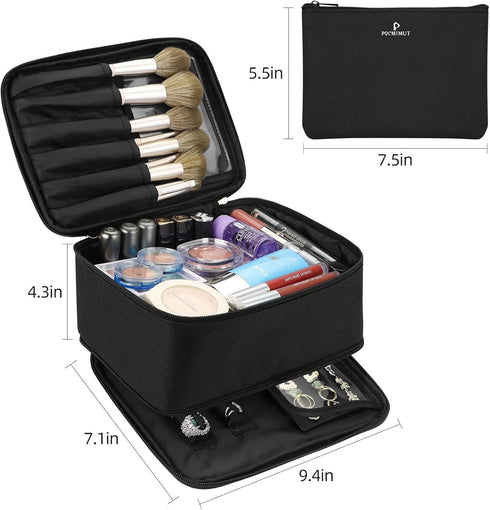 Pocmimut Makeup Bag and Jewelry Bag, Travel Makeup Case for Women 2 in 1 Waterproof Travel Make Up Bag and Jewelry Bag