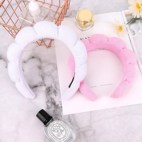 2 PCS Terry Towel Cloth Spa Headband for Women & Girls - Sponge Headbands for Skincare, Makeup Removal, Face Washing