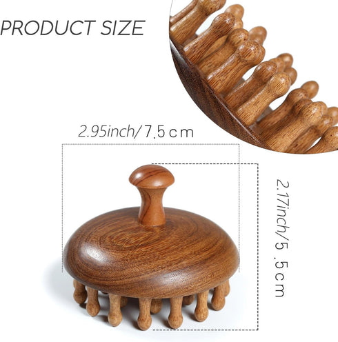 iunxkmi Wooden Scalp Massage Comb - Sandalwood Head Massager Tool, Gua Sha Brush for Women Men Hair Growth Body Massage