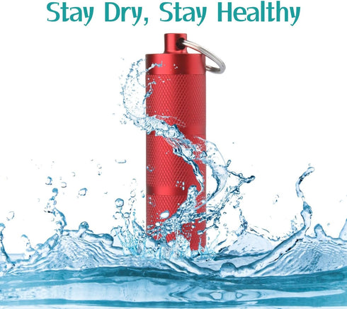 Compact Waterproof Keychain Pill Holder, Portable Pill Box with 3 Compartments for Daily Medication on The Go (Wine Red)