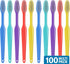 100 Pack Disposable Medium Soft Bristles Bulk Toothbrushes - Individually Wrapped (Plain)