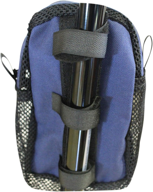Secure Pouch - Carrying Bag for Cane, Walker, Crutches, Hiking Stick, Wheelchairs (Navy - Small)