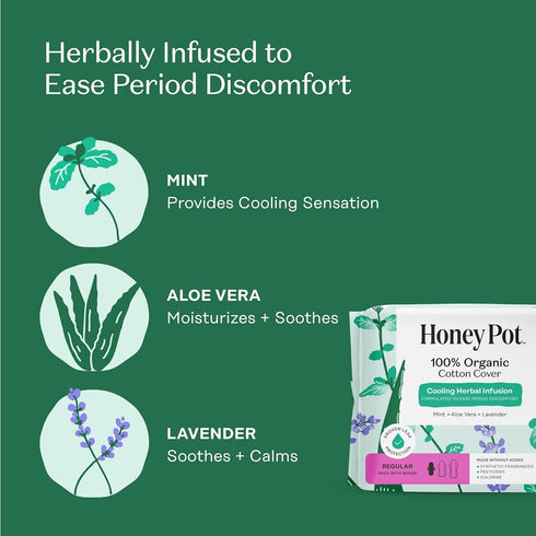 The Honey Pot Company - Regular Pads & Sensitive Feminine Wash Bundle - Herbal Infused Natural Hygiene Feminine