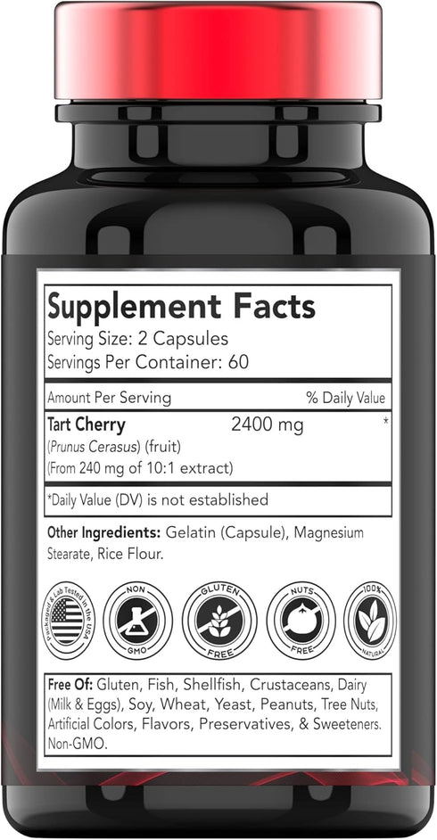 Tart Cherry Capsules (2400 MG - 120 Count) | Joint & Sleep Support* | from Montmorency Tart Cherry Extract | Provides Antioxidants, Anthocyanins, & Phytonutrients | Tart Cherry for Sleep*