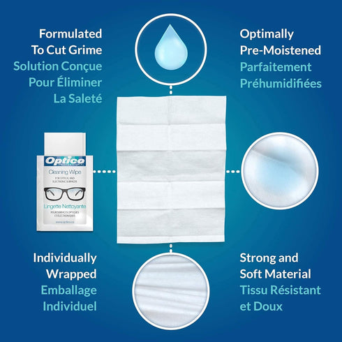 Pre-Moistened Streak-Free Lens Cleaning Wipes Premium Quality Cleaner 180 Count for Eyeglasses