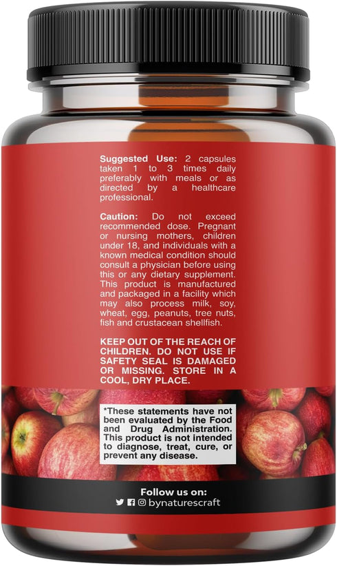 Slimming 60 Count Cleansing Apple Cider Vinegar Capsules - ACV Cleanse and Detox Pills for Gut and Digestive Health