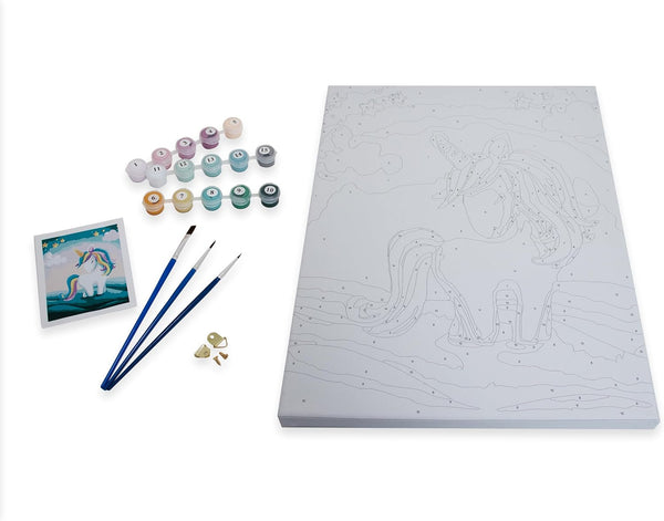 L LIFETIME Art Paint Set for Kids, DIY Painting Kit with Brush, Hard Canvas, Acrylic Paints, Washable, Unicorn Gift
