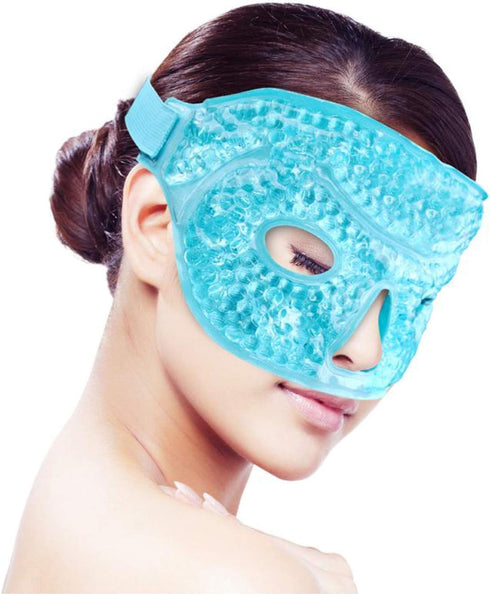 Ice Face/Eye Mask for Women and Men, Heated Warm Cooling Reusable Gel Beads Mask for Facial Pain Relief