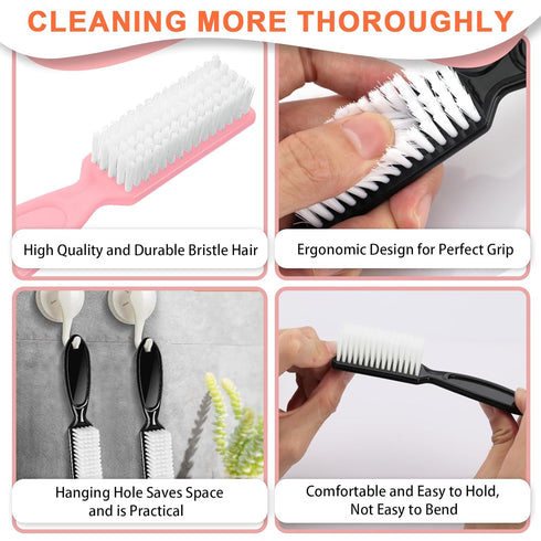 Nail Brush for Cleaning Fingernails, Handle Grip Scrubber Kit for Manicure and Pedicure (6 Pack)