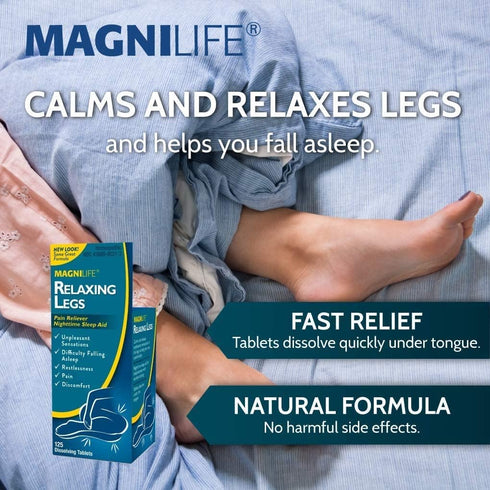 MagniLife Relaxing Legs, Natural Sleep Aid and Pain Reliever, 125 Quick Dissolve Tablets