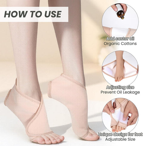 Hpmjz 2Pcs Pack Castor Oil Wrap for Ankle Adjustable Reusable Feet Brace Anti Oil Leak Organic Breathable Acrylic