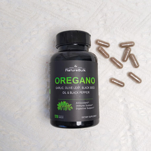 NATUREBULK Immune 120 Oregano Oil Extract with Garlic Extract, Olive Leaf, Black Seed Oil, and Black Pepper Supplement