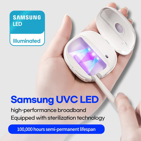 HubiCare Toothbrush Cleaner + Holder, UV-C/UV-A Dual LED Cleaner for Home, Office, and Travel