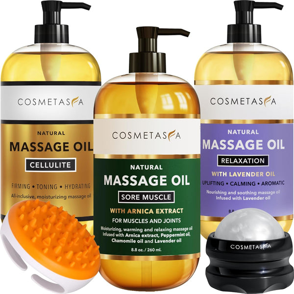 Cosmetasa Body Massage Oil Therapy Kit Arnica & Lavender Oil for Relaxation