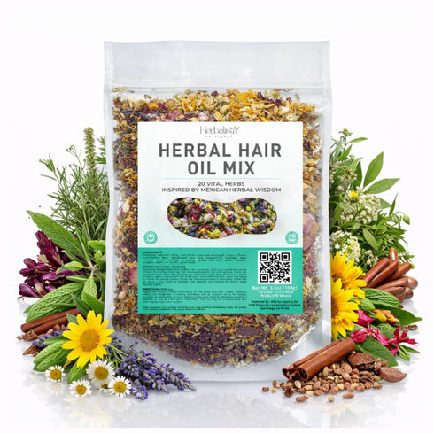 HERBALISTA 3.5oz (100g) 20 Premium Herbal Hair Oil Mix | Mexican-Inspired Ayurvedic Herbs | Longer-Looking Hair