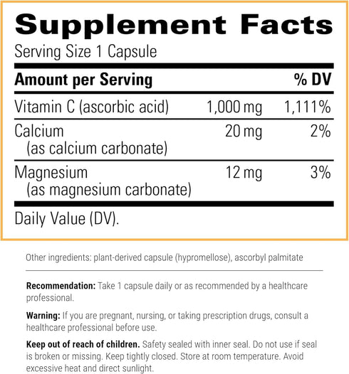 Integrative Therapeutics Buffered Vitamin C Capsules 1,000 mg - Immune Support Supplement* - Antioxidant Support* - Gentle Formula - Gluten Free - 60 Vegan Capsules