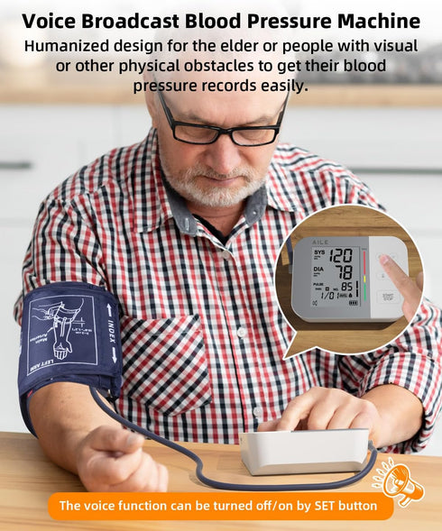 Blood Pressure Monitor for Home Use, AILE 111 Blood Pressure Machine, Adjustable Cuff, Voice Broadcast, Accurate Monitor