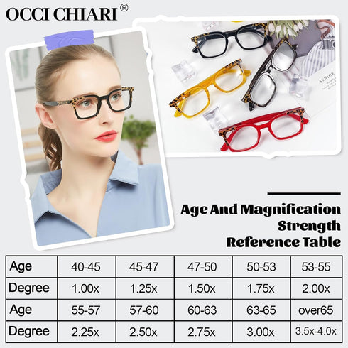 OCCI CHIARI 5.0 Reading Glasses for Women, Designer High Power Readers (4.0 to 3.5)