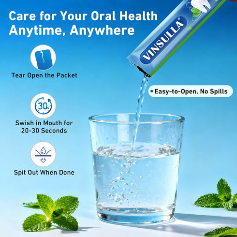 Packets,Alcohol (0.41 Oz (Pack 30), VINSULLA Travel Size Mouthwash - Portable & Fluoride Free,Fresh Cool Mint
