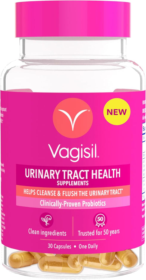 Vagisil Urinary Tract Health Supplements, Clinically-Proven Probiotics, 30 Capsules