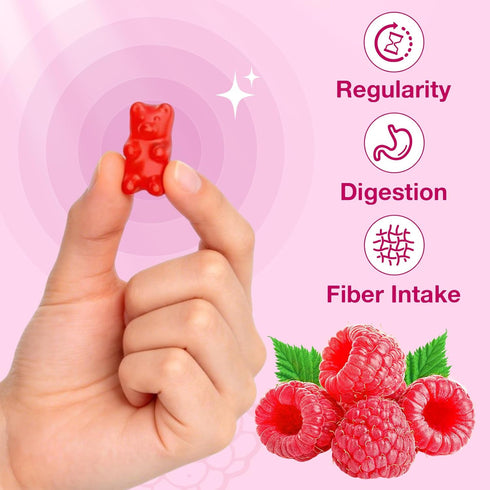 Gummies 60 Count Fiber for Digestive Health & Regularity, Sugar-Free High Fiber Supplement for Adults & Kids, Soluble