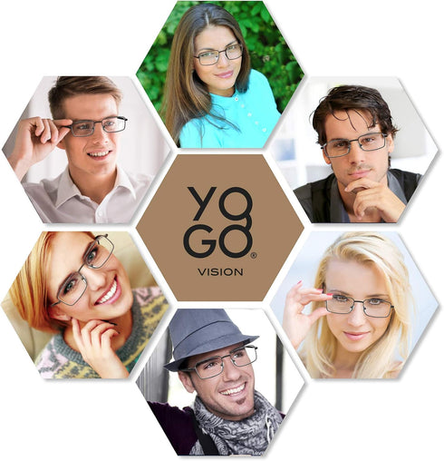 Yogo Vision Bifocal Reading Glasses, 2 Pack Metal Full Rim Readers, Rectangle Glasses for Men and Women