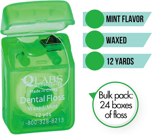24 Boxes of Bulk Dental Floss - Mini Dental Floss Mint Waxed for Adults, Each 12 Yards / 36 Feet