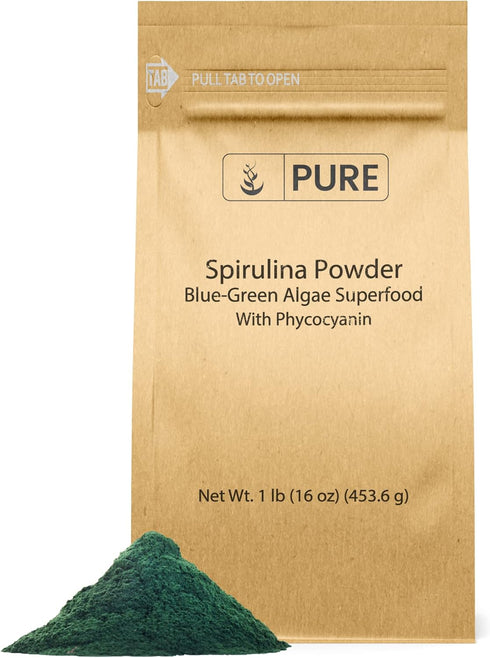 Pure Original Ingredients Spirulina Powder, 1 lb, Green Algae Superfood