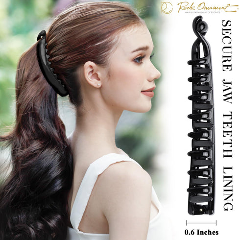 RC ROCHE ORNAMENT 6 Pcs Banana Hair Clip – Thick Hair Clincher Combs for Women, Medium Black