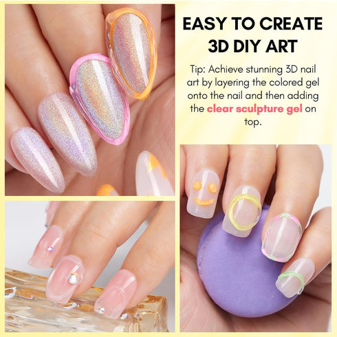Makartt 3D Gel Nail Art Sculpting Gel - 15g No Wipe Clear Nail Glue for DIY Nail Designs